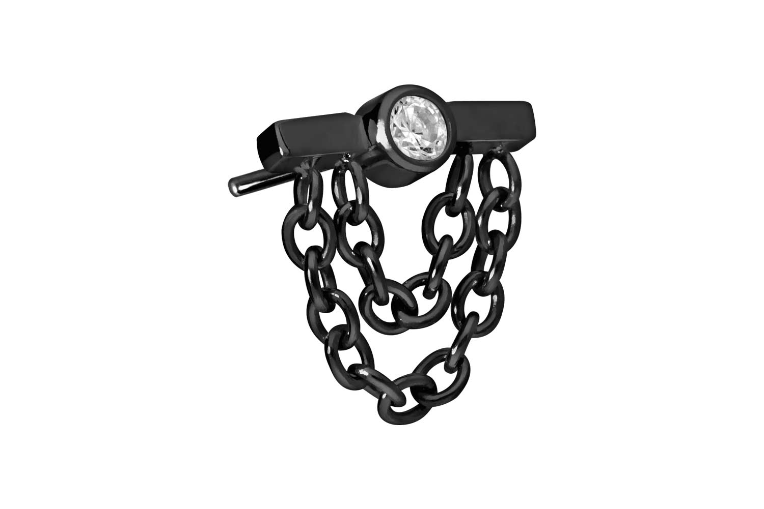 Titan Aufsatz mit Push Pin BALKEN + KRISTALL + 2 KETTEN von Piercingline